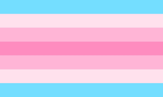 Flag with light blue, pink, and hot pink stripes - trans femme flag